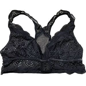 Victorias Secret Womens Black Lace Racerback Boned Bralette Size Large